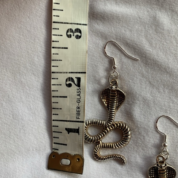 Cobra snake earrings Artisan sterling silver hooks - Picture 7 of 7
